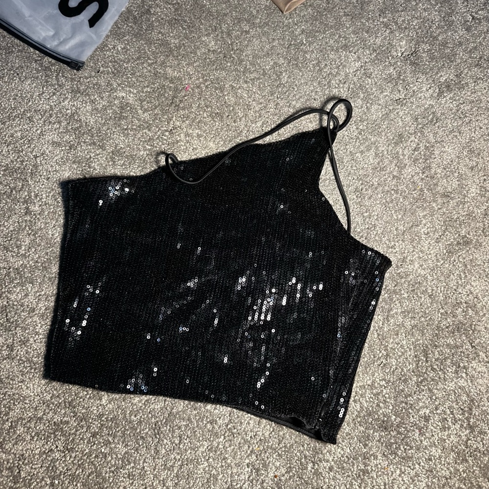 Black Sequin Women's Top